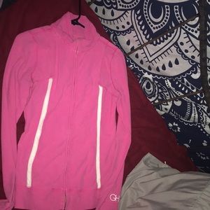 Pink athletic full zip sweater